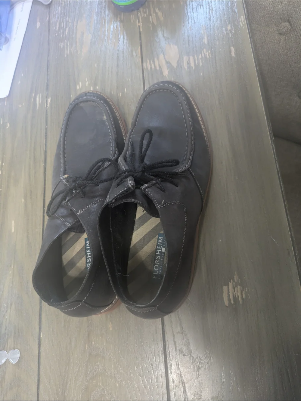 Men's Size 11 Florsheim Black Leather Moc Toe Lace-Up Boots